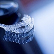 Invisalign aligners sitting on a table