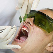Patient receiving laser treatment
